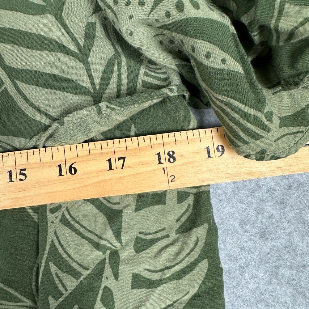 Old Navy Off The Shoulder Blouse Womens XL Green Leaf Tropical Ruffled Sleeve - Picture 5 of 9